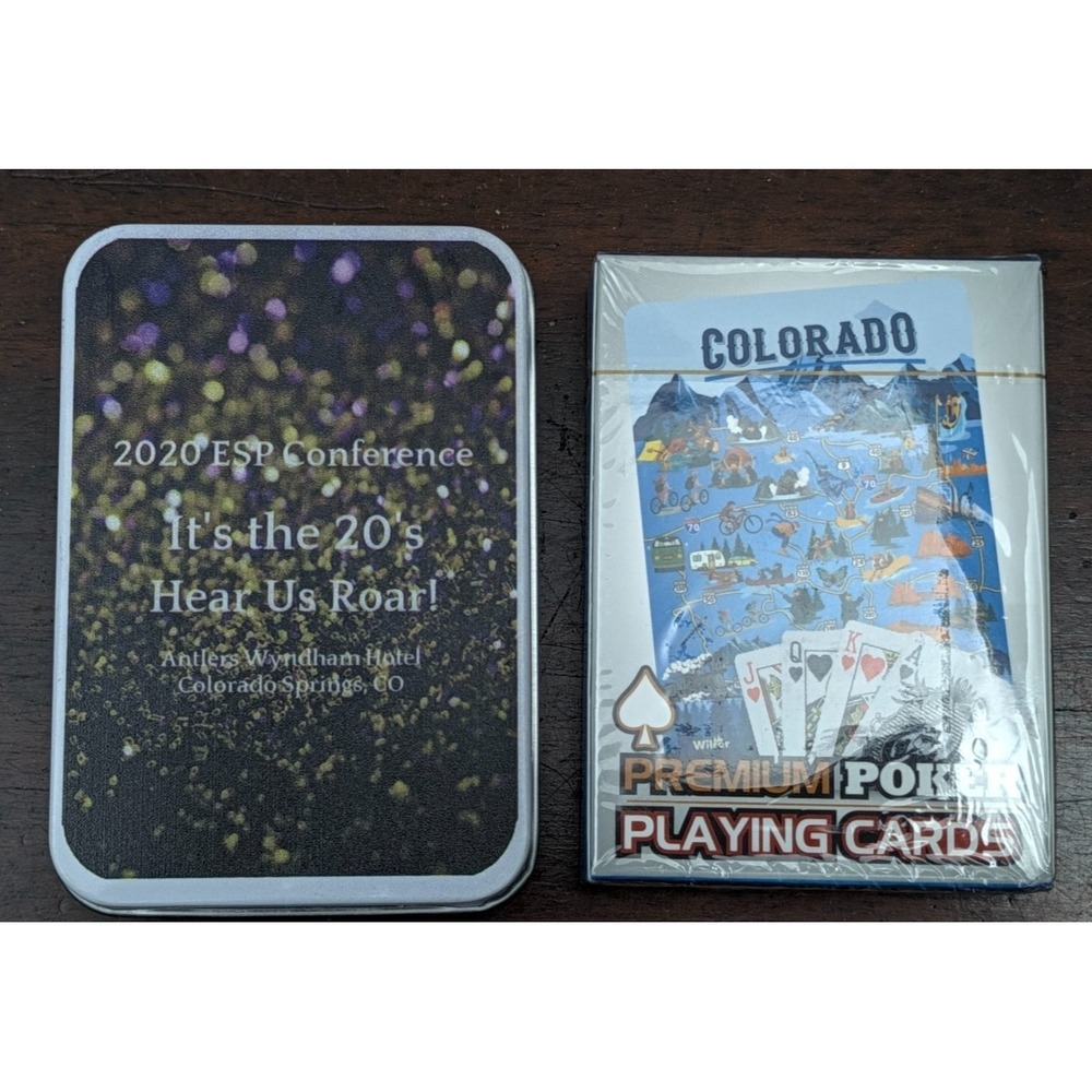 2020 ESP Conference Playing Cards Colorado Springs Tin & Colorado Poker Deck Lot